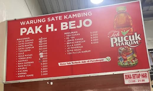 Harga & Menu Sate Buntel H. Bejo