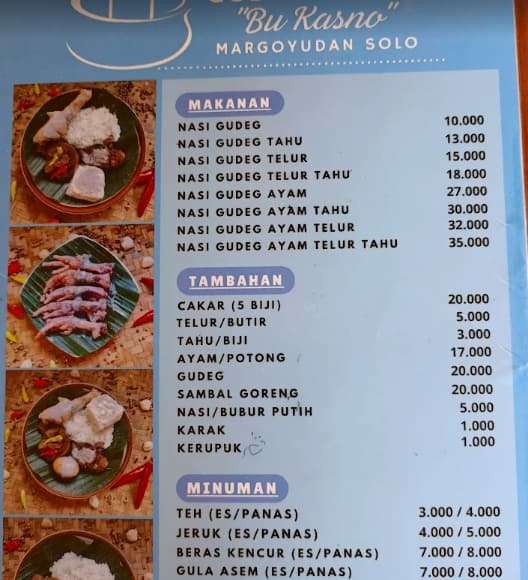 Menu Gudeg Ceker Margoyudan