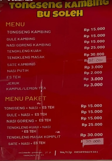 Tongseng Bu Soleh Solo Lokasi Menu dan Jam Buka